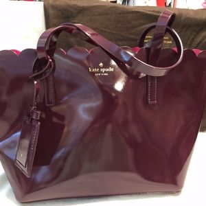 Kate Spade Handbag Mulberry with Hot Pink Interior